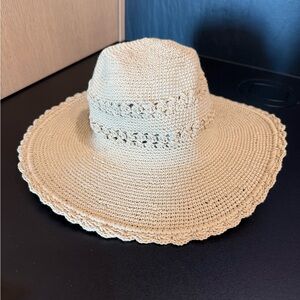 NWT San Diego Hat Tan Cotton Crochet Sun Hat